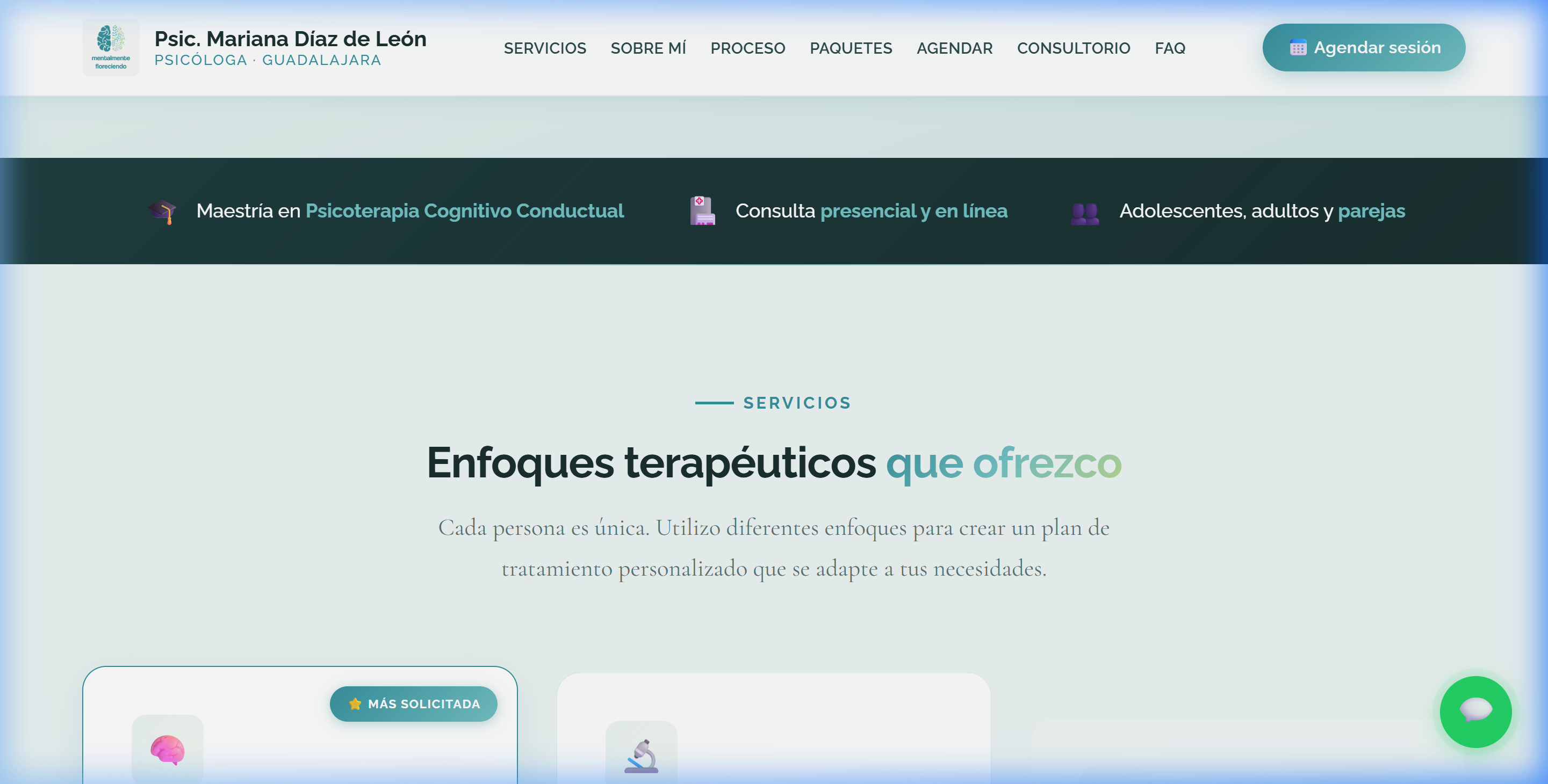 Sección de servicios terapéuticos